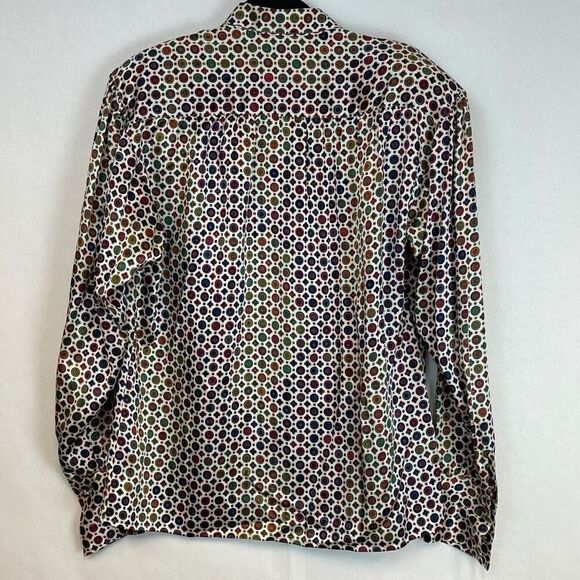 Evan Picone Silk Shirt Women's Sz 14 Multicolor Button-Up Long Sleeve Geometric - Picture 9 of 13